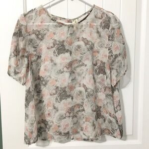 Frenchi Sheer Rose Print Top
